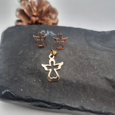 قیمت نیم ست طلا لیزری زنانه و دخترانه طرح فرشته