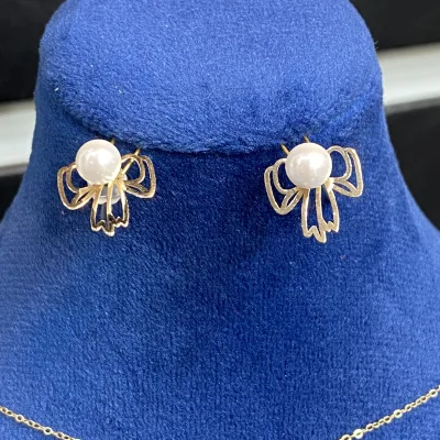 قیمت نیم ست طلا مروارید زنانه و دخترانه زیر یک گرم