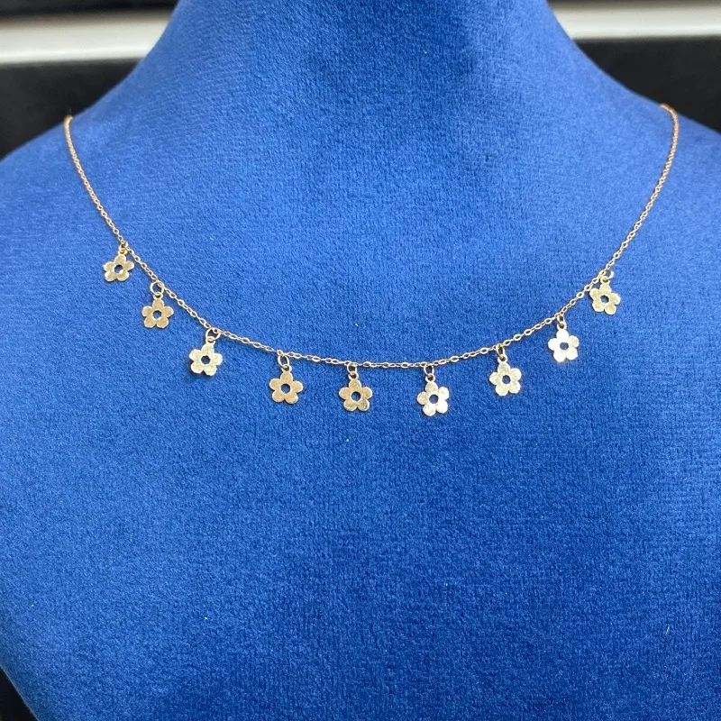 گردنبند طلا آویزدار گل زنانه و دخترانه کد 1946