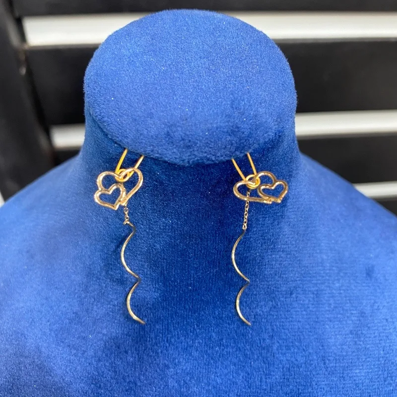 گوشواره طلا کرلی دو قلب زنانه و دخترانه کد 1959 
