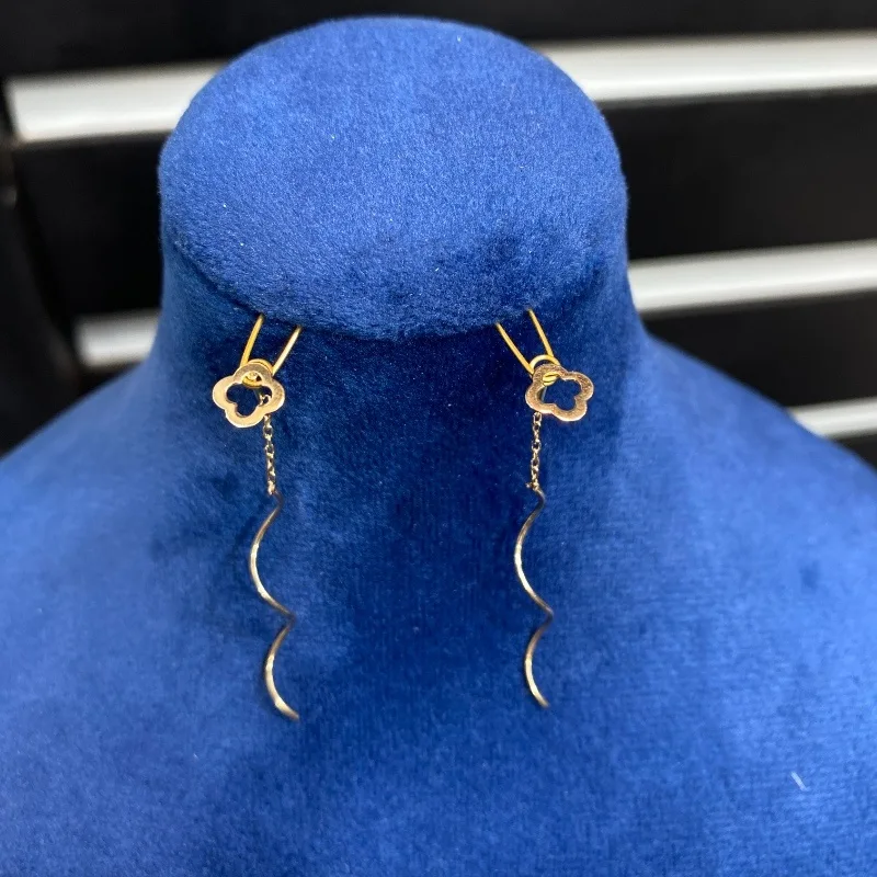 گوشواره طلا کرلی طرح گل زنانه و دخترانه کد 1960 