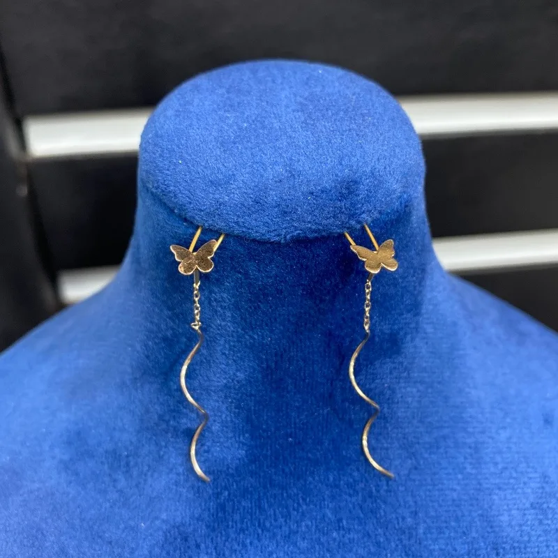 گوشواره طلا کرلی طرح پروانه زنانه و دخترانه کد 1961