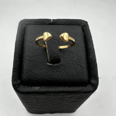 قیمت انگشتر طلا بنگل طرح دو قلب زنانه و دخترانه