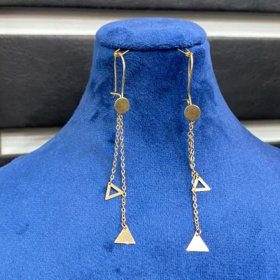 خرید گوشواره طلا آویز مثلث زنانه و دخترانه 18 عیار