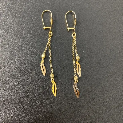 قیمت گوشواره طلا آویز برگ زنانه و دخترانه نمادار