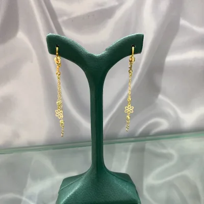 عکس گوشواره طلا آویز گل زنانه و دخترانه نمادار