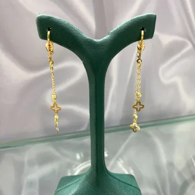 قیمت گوشواره طلا آویز شبدر زنانه و دخترانه نمادار