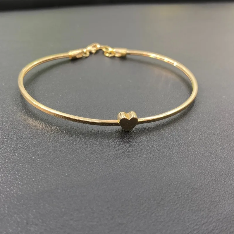 دستبند طلا بنگل قلب زنانه و دخترانه کد 2042