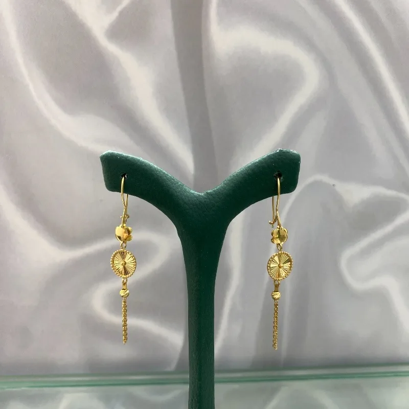 گوشواره طلا آویز گل و گوی زنانه و دخترانه کد 2052