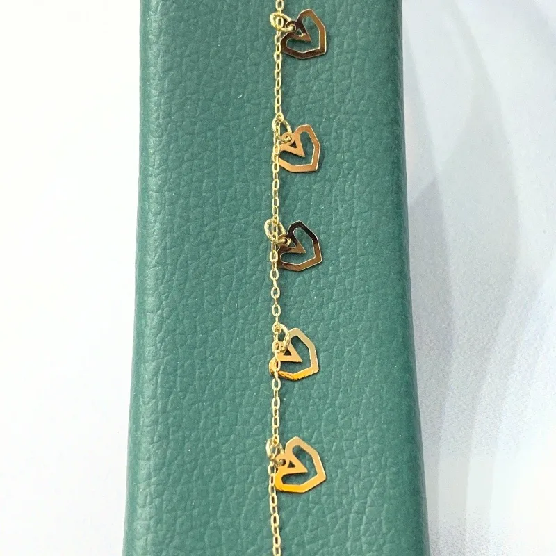 دستبند طلا مونیک آویزدار زنانه و دخترانه کد 2085