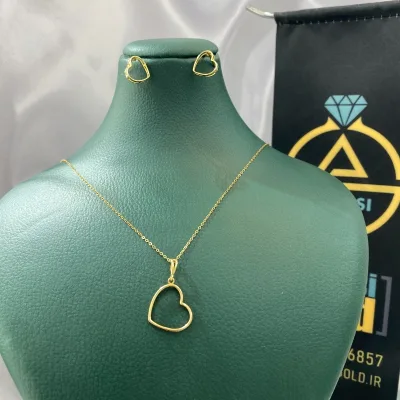 قیمت نیم ست طلا قلب توخالی زنانه و دخترانه ظریف