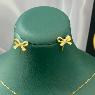 عکس نیم ست طلا مینیمال پاپیون زنانه و دخترانه لوکس