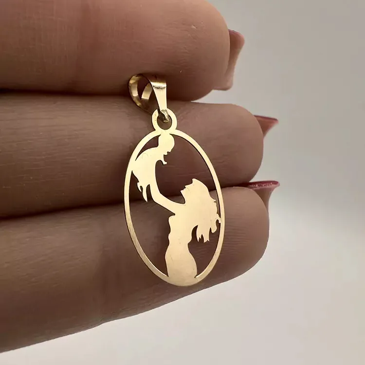 پلاک طلا لیزری طرح مادر و فرزند زنانه و دخترانه کد 2165 SF