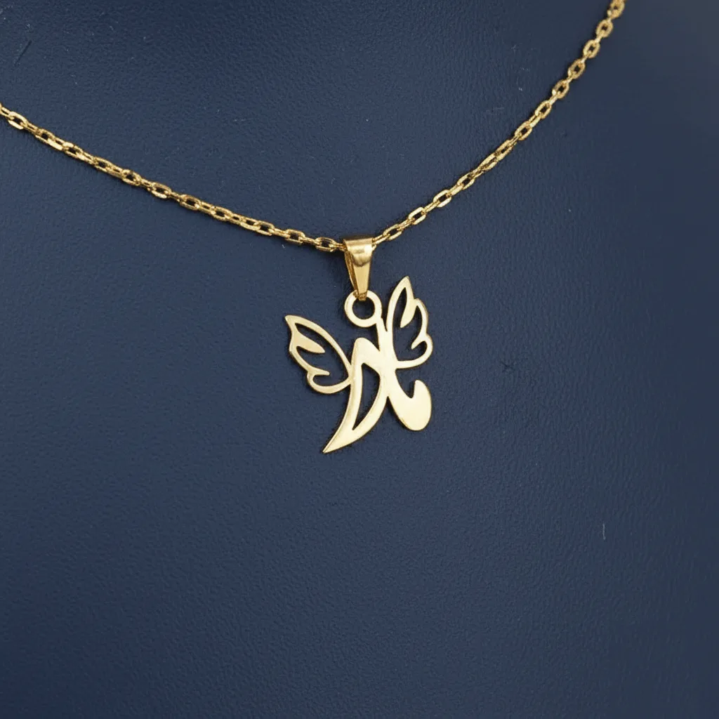 پلاک طلا لیزری طرح مادر و بال فرشته زنانه و دخترانه کد 2187 SF