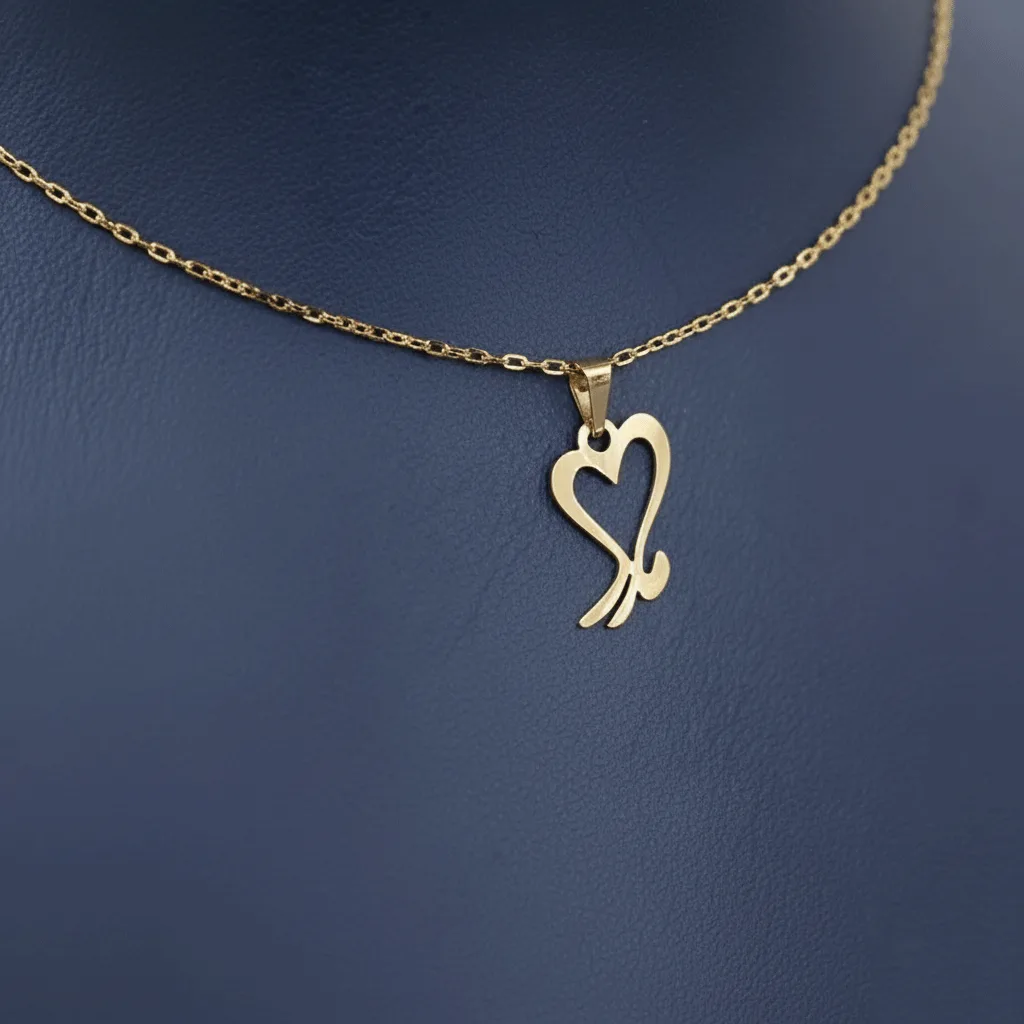 پلاک طلا لیزری طرح مادر و قلب زنانه و دخترانه کد 2189 SF