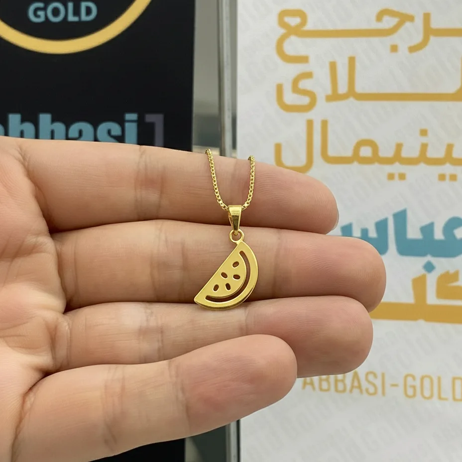 پلاک طلا لیزری طرح هندوانه یلدایی زنانه و دخترانه کد 2226 SF