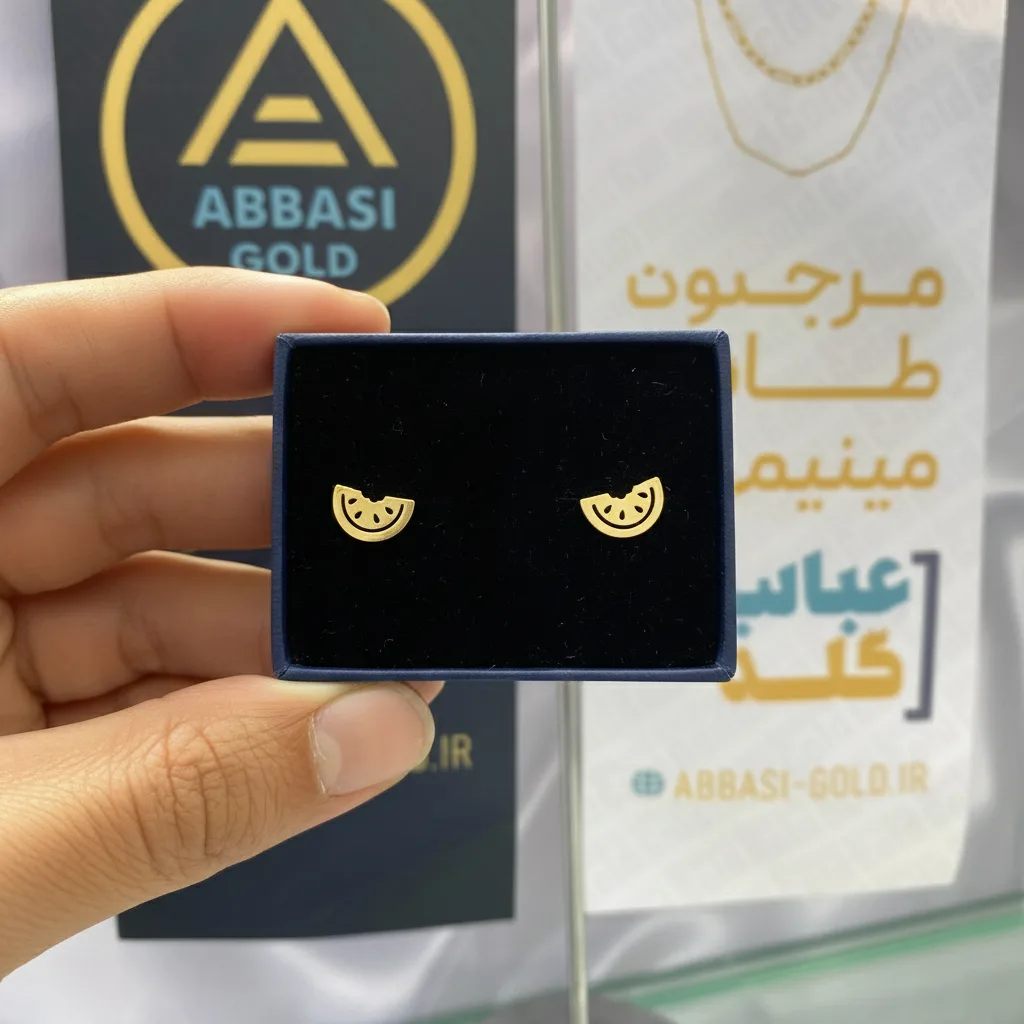 عکس مدل گوشواره طلا میخی لیزری هندوانه یلدایی زنانه و دخترانه