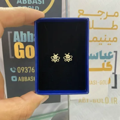 خرید گوشواره میخی لیزری زنبور طلای 18 عیار کم وزن و سبک