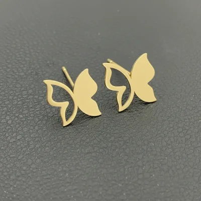 خرید گوشواره طلا میخی لیزری طرح گل زنانه و دخترانه وزن کم