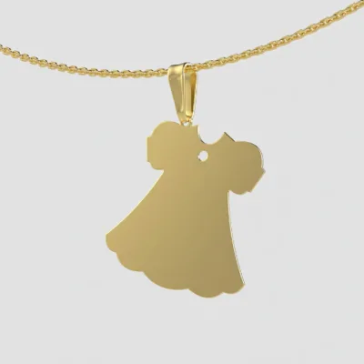 قیمت خرید پلاک طلا لیزری طرح لباس نوزاد دختر شیک و جدید زیر یک گرم