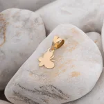 خرید پلاک طلا لیزری طرح پروانه زنانه و دخترانه سبک و ظریف