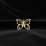 خرید پلاک طلا لیزری طرح پروانه زنانه و دخترانه 18 عیار