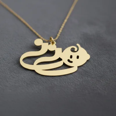 قیمت پلاک لیزری طلا نوزاد طرح نی نی دختر وپسر کم وزن و لوکس