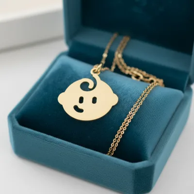 خرید پلاک طلا لیزری نوزاد پسر ظریف سبک