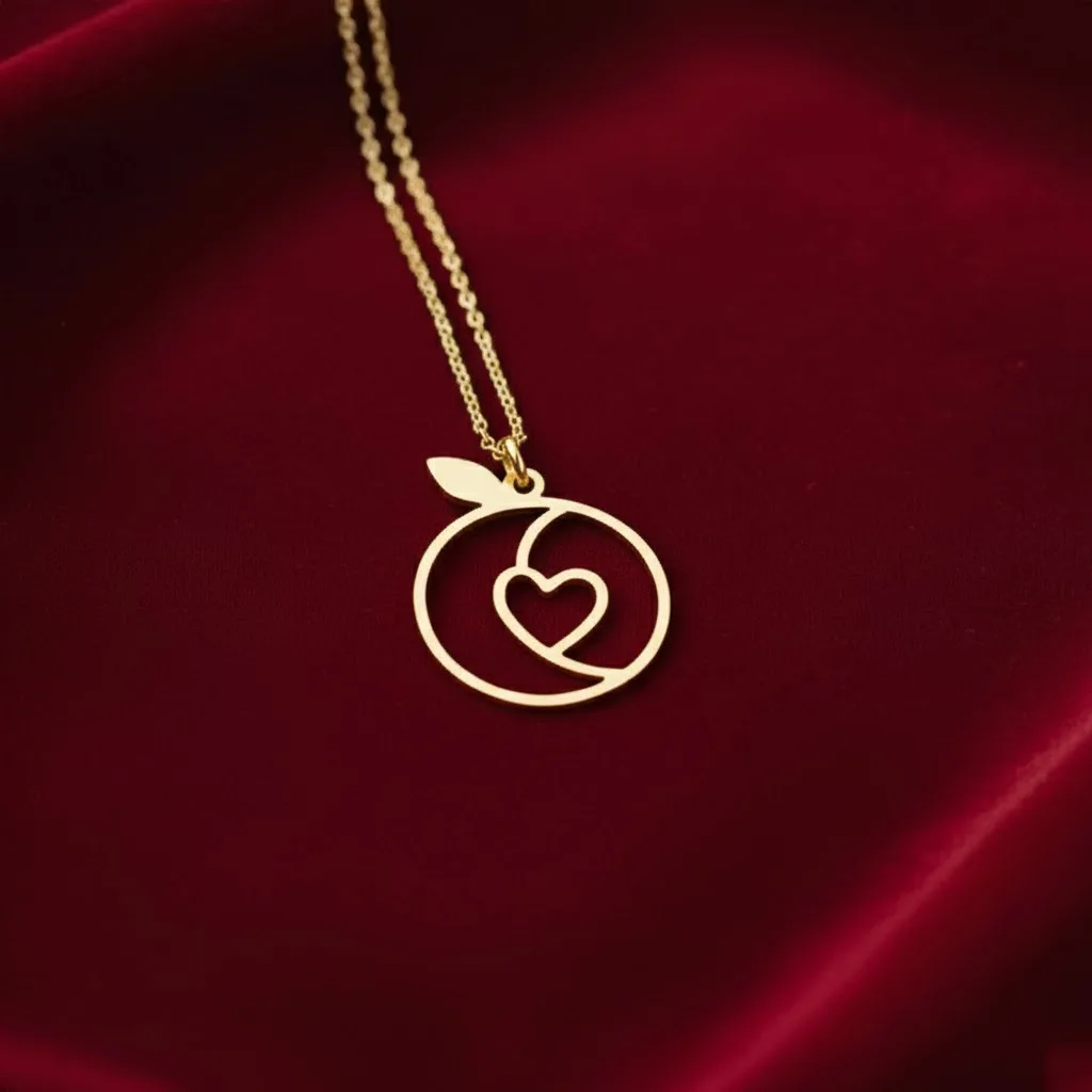 پلاک طلا لیزری طرح قلب و انار یلدایی زنانه و دخترانه کد 2191 SF