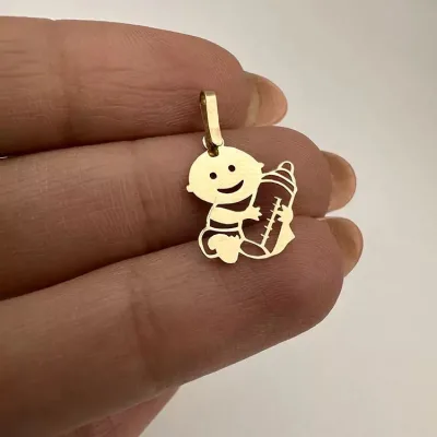 خرید پلاک طلا لیزری طرح نوزاد دختر و پسر شیک و کم وزن