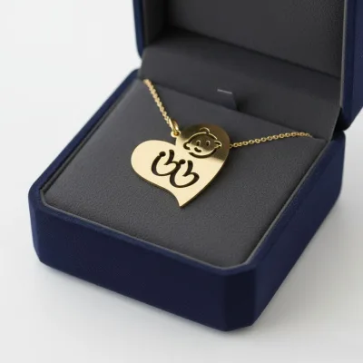 قیمت پلاک لیزری طلا نوزاد طرح نی نی و قلب دختر و پسر شیک و جذاب