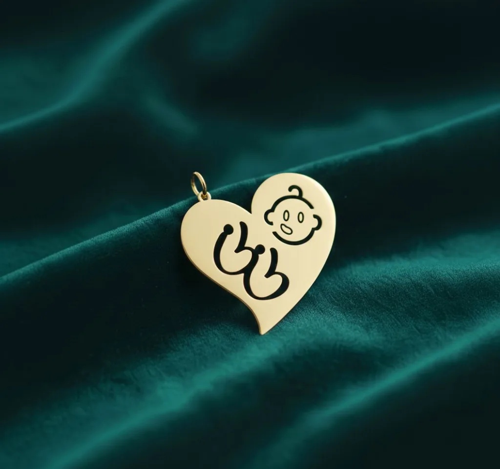 عکس پلاک لیزری طلا نوزاد طرح نی نی و قلب دختر و پسر شیک و جذاب