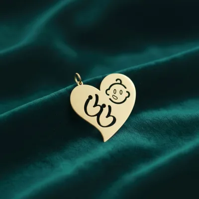 عکس پلاک لیزری طلا نوزاد طرح نی نی و قلب دختر و پسر شیک و جذاب