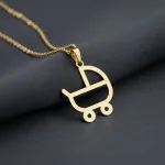 خرید پلاک لیزی طلا نوزاد طرح کالسکه دختر و پسر کم وزن و لوکس