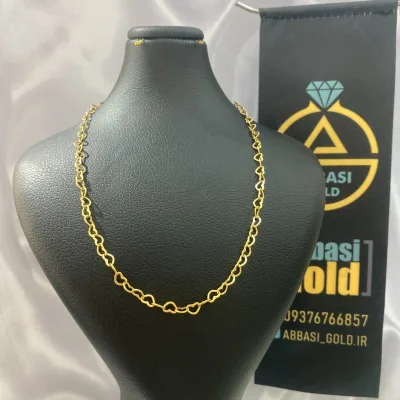 عکس زنجیر طلا طرح قلب زنانه و دخترانه مدل جدید 18 عیار با وزن نزدیک به 4 گرم