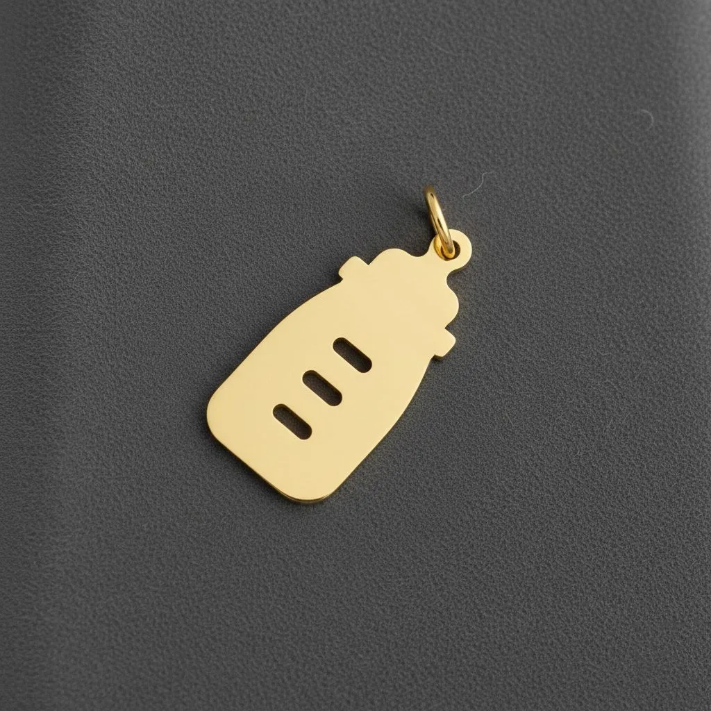 عکس پلاک طلای لیزری طرح شیشه شیر جذاب