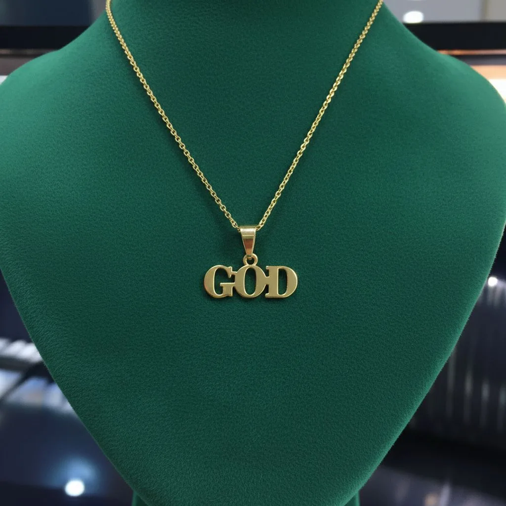 پلاک طلا لیزری اسم GOD کد 2423 SF