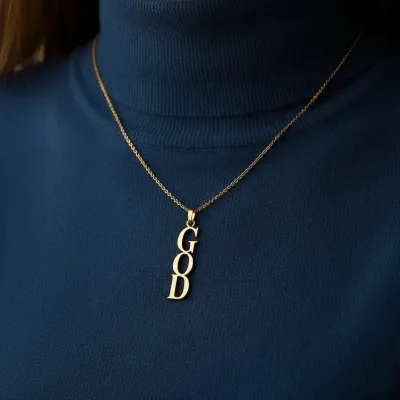 قیمت پلاک لیزرس طلا طرح اسم GODزنانه و دخترانه لوکس و کم وزن