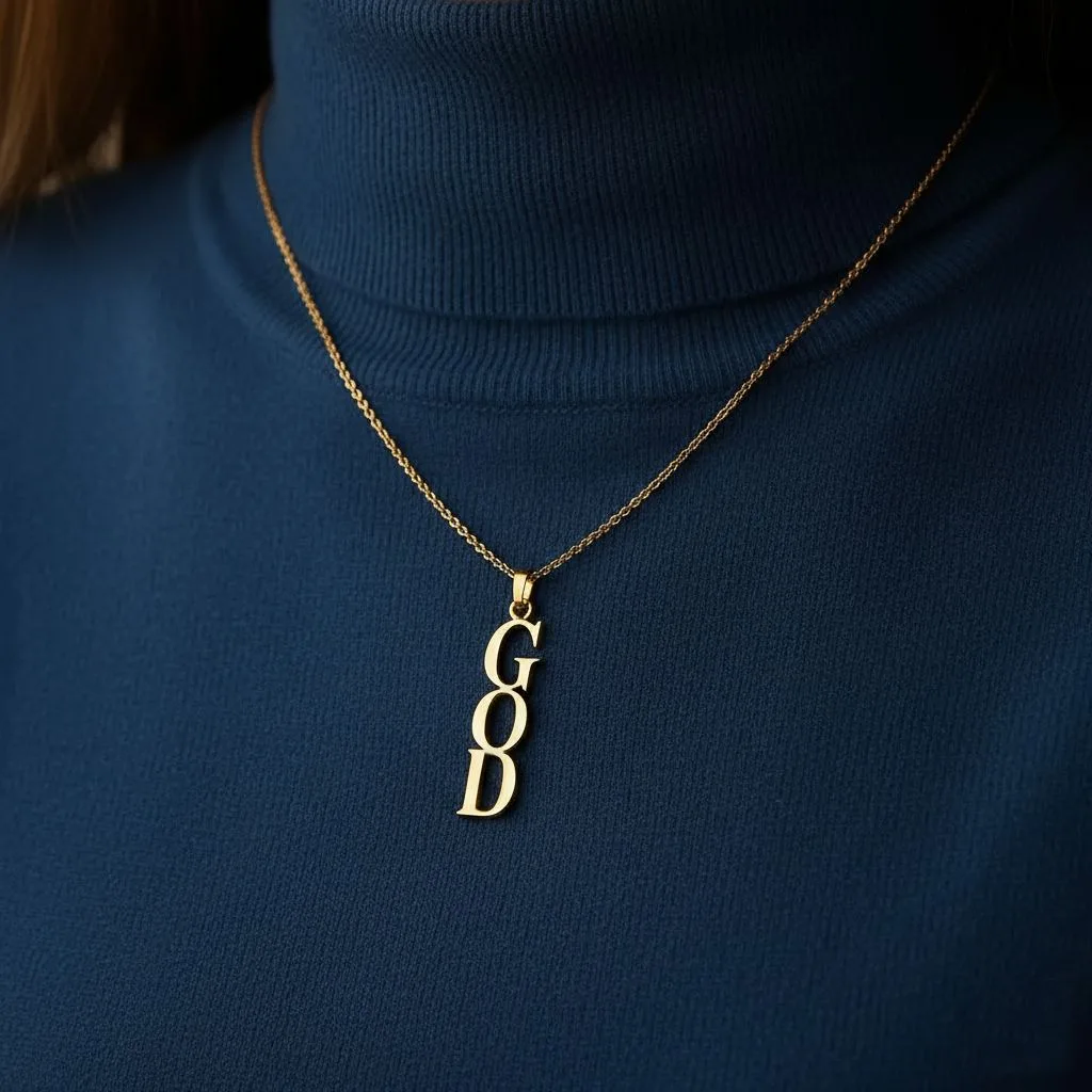 پلاک طلا لیزری اسم GOD کد 2424 SF