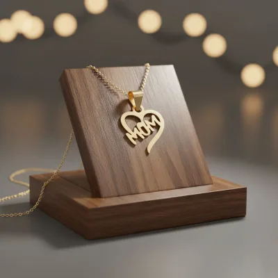 خرید پلاک طلا لیزری طرح mom ظریف و لوکس