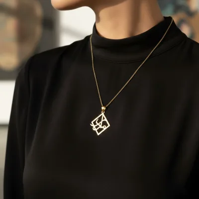 عکس پلاک طلا لیزری طرح مادر مینیمال و 18 عیار