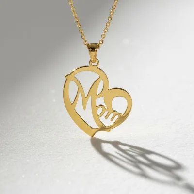 خرید پلاک طلا لیزری طرح mom شیک و مینیمال