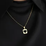 خرید آنلاین پلاک طلا لیزری طرح قلب زنانه و دخترانه فانتزی و سبک