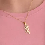 خرید پلاک طلا لیزری طرح شاخه زنانه و دخترانه سبک و زیر 1 گرم