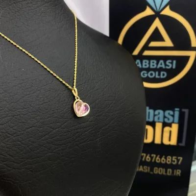 قیمت پلاک طلا سواروسکی قلب صورتی زنانه و دخترانه ظریف و مینیمال زیر 1 گرم