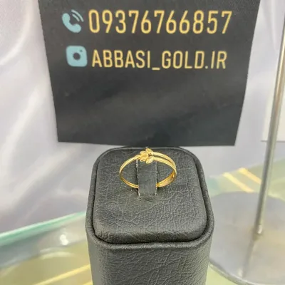 قیمت انگشتر طلا مینیمال طرح برگ زنانه و دخترانه 18 عیار زیر یک گرم
