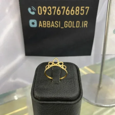 قیمت انگشتر طلا مینیمال طرح تاج زنانه و دخترانه 18 عیار زیر یک گرم