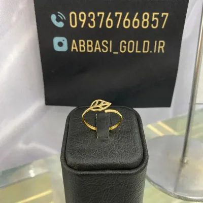 قیمت انگشتر طلا مینیمال طرح برگ زنانه و دخترانه 18 عیار زیر یک گرم