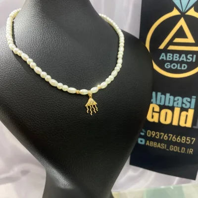 قیمت گردنبند طلا مروارید زنانه و دخترانه ظریف 800 سوتی 18 عیار شیک