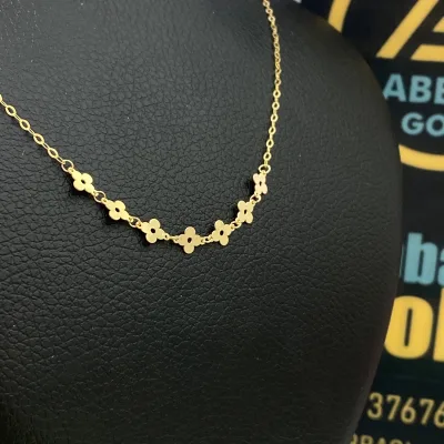 خرید گردنبند طلا متصل طرح گل زنانه و دخترانه شیک و ظریف حدود 1 گرم